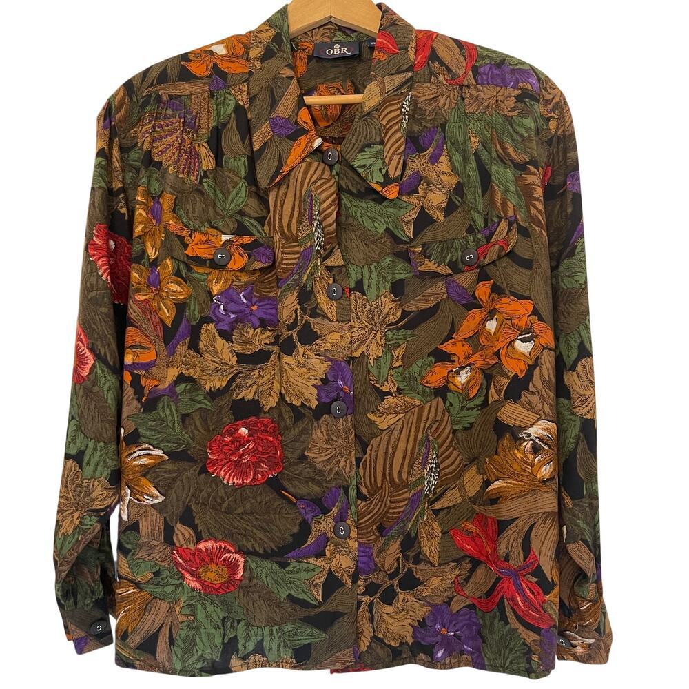 Vintage Floral Western Retro Style Women's Padded Shirt by OBR Size Medium